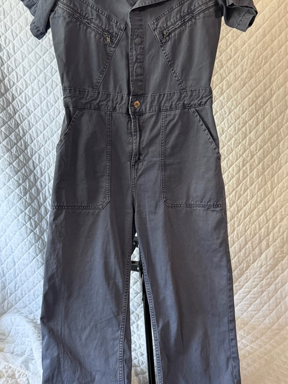 Zara Short-Sleeve Utility Jumpsuit - Charcoal Gray